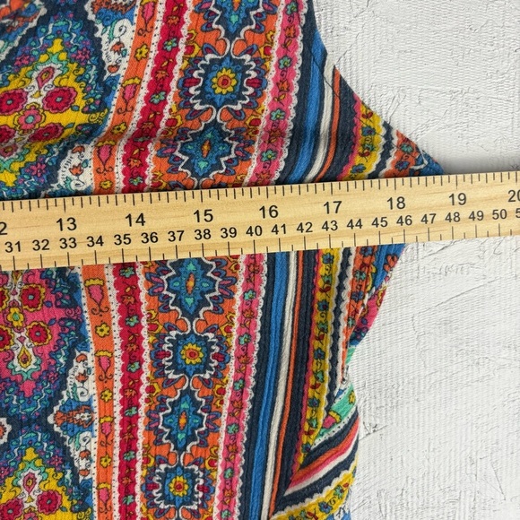American Rag Colorful Sleeveless Boho Print Button Up Tie Front Peasant Sm Top - Picture 5 of 8